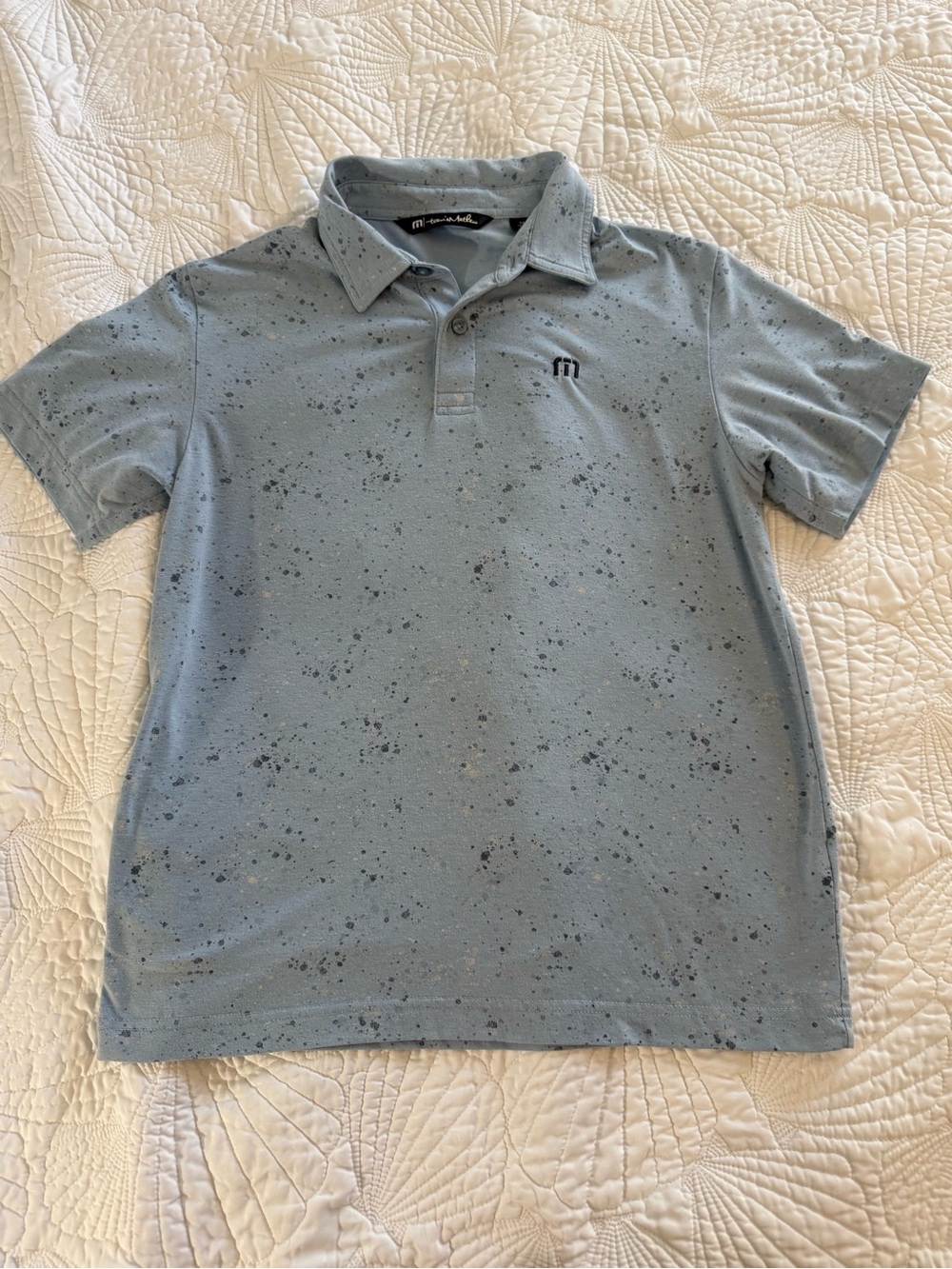 Travis Mathew Pale Blue Polo with Speckled Detail